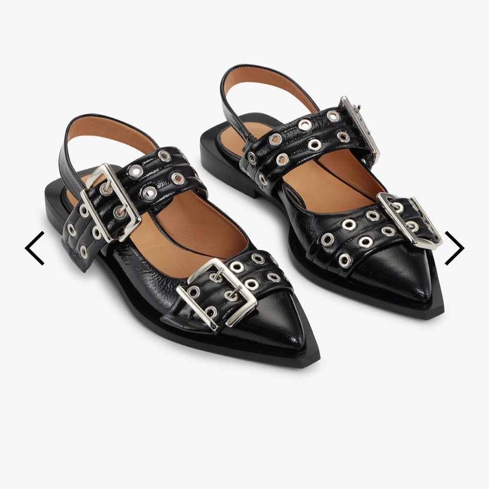 GANNI black buckle flats